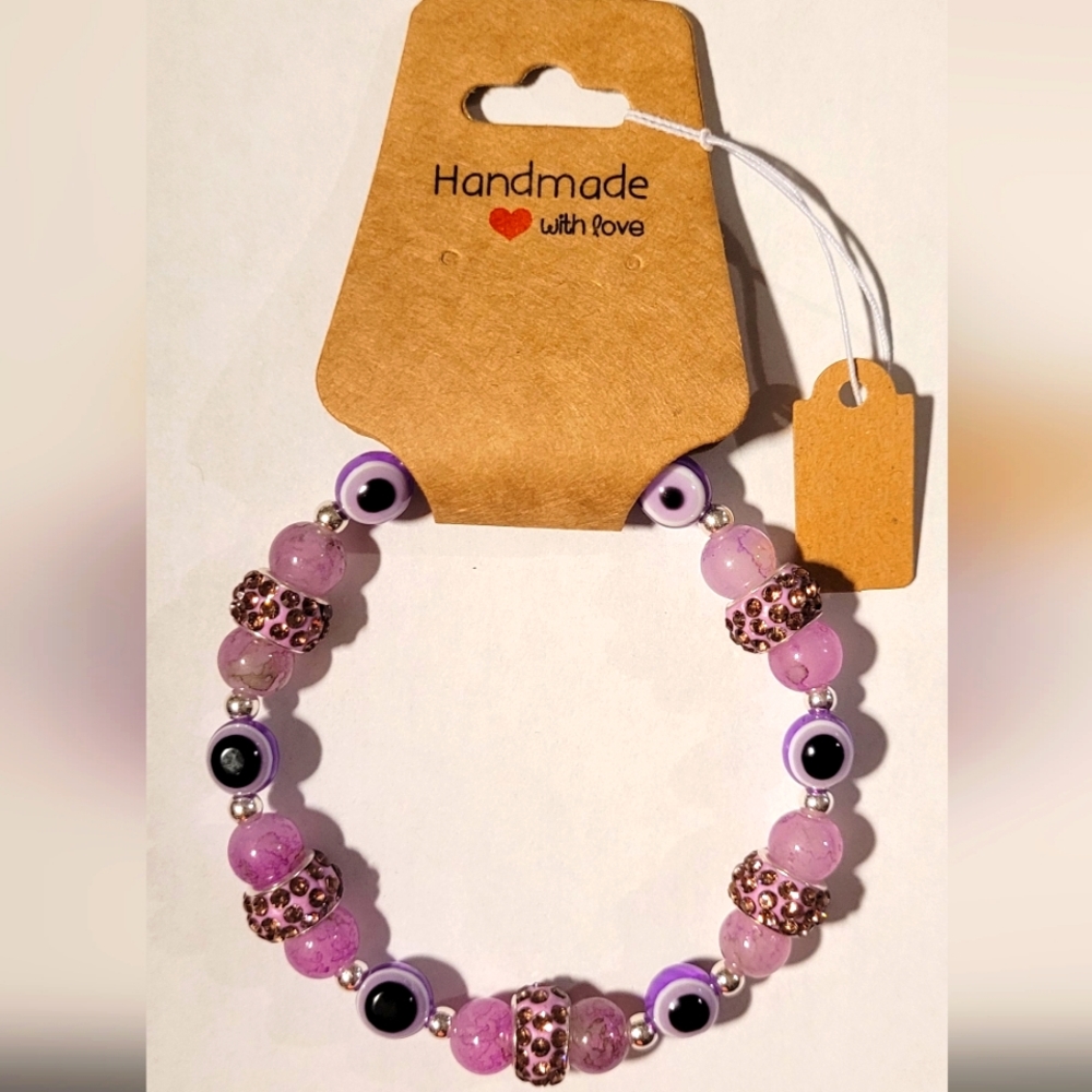 Purple Evil Eye Beaded Protection Mal De Ojo Luck Fashion Bracelet